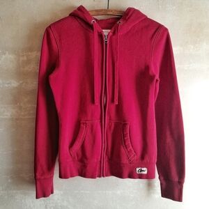316a. dark red Aeropostale full zip y2k 2010s hoodie sweatshirt jacket, S
